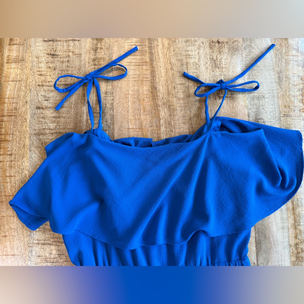Vince Camuto Royal Blue Ruffle Fit & Flare Dress Size 6 - Picture 7 of 11